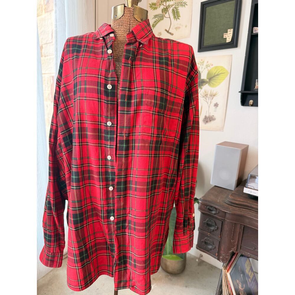 Polo Ralph Lauren McMeel Plaid Button Down Shirt Men’s Medium Red Green Cotton